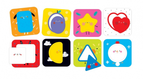 Cadouri botez - Joc-educativ-pentru-copii-si-bebelusi,-Banana-Panda-On-the-Go-Discovering-Shapes,-Primele-cartonase-cu-imagini-si-forme-geometrice,-16-piese-BANANA-PANDA
