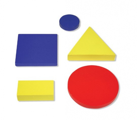 Ajándékok gyerekeknek - Joc educativ pentru copii si copii nevoi speciale didactic, Andreu Toys, Invatam forme geometrice si culori primare, din lemn, 48 piese, varsta +3 ani