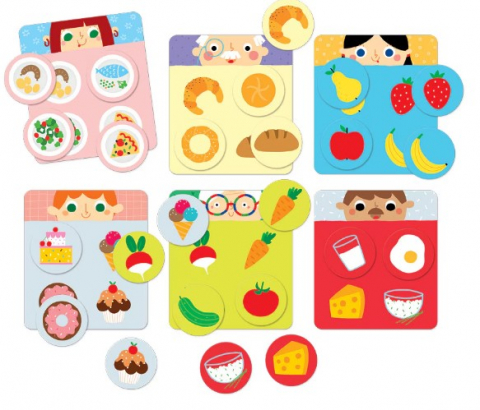 Cadouri botez - Joc-educativ-pentru-copii-tip-Bingo-si-asociere-imagini,-Banana-Panda-Let's-Play-Yummy-Bingo,-cu-alimente,-6-planse-si-24-piese-de-asezat-BANANA-PANDA