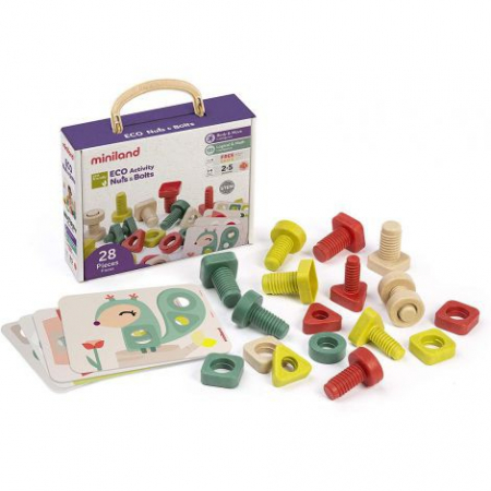 Játékok 3 éves kortól - Miniland Joc Educativ pentru motricitate Eco Suruburi si piulite