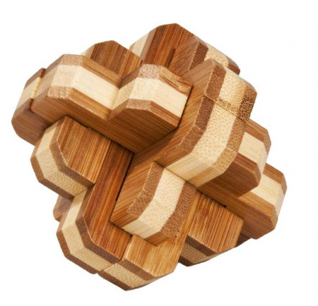 IQ kirakós - Fridolin-Joc-logic-IQ-din-lemn-bambus-3D-Round-Knot