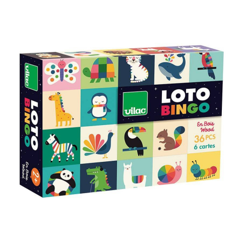 Cadouri 2 ani - Vilac-Joc LOTO din lemn - Animale curcubeu - Andy Westface