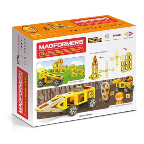 Magformers-Joc magnetic de constructie Magformers Amazing Construction Set - Utilaje de constructii, 50 piese [1]