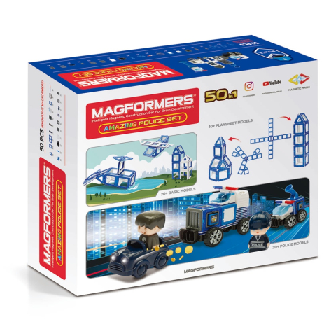 Joc magnetic de construcție Magformers Amazing Police Set - Sectia de Politie, 50 piese [1]