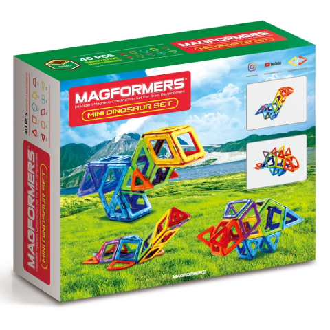 Joc magnetic de constructie Magformers Mini Dinosaur Set - Dinozauri, 40 piese [1]