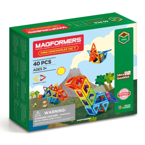 Oktató játékok - Joc magnetic de constructie Magformers Mini Dinosaur Set - Dinozauri, 40 piese