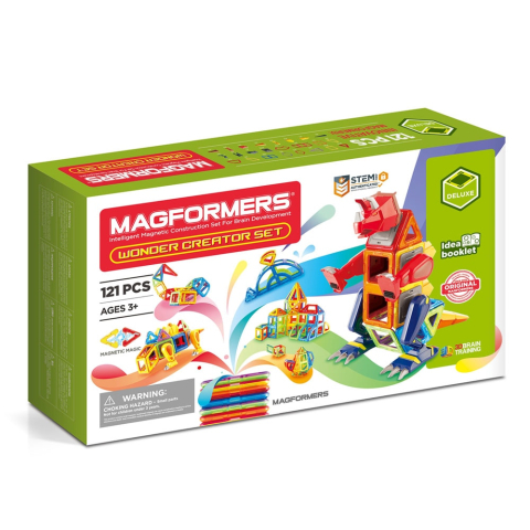 Oktató játékok - Joc magnetic de constructie Magformers Wonder Creator Set - Dinozauri si Creaturi Minunate, 121 piese