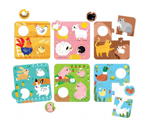 Cadouri botez - Joc-tip-puzzle-pentru-copii-si-bebelusi,-Banana-Panda,-Match-the-Farm-Animals,-36-piese,-6-placi-formate-din-6-piese-cu-animale-de-la-ferma-BANANA-PANDA