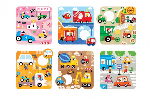 Cadouri botez - Joc-tip-puzzle-pentru-copii-si-bebelusi,-Banana-Panda,-Match-the-Vehicles,-36-piese,-6-placi-formate-din-6-piese-cu-vehicule-BANANA-PANDA