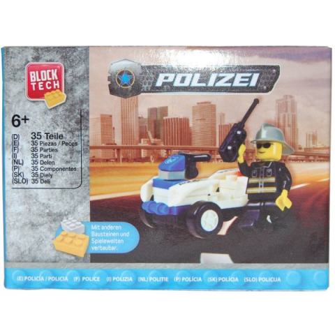Játékok 50 RON alatt - Jucarie de construit masina de politie, 35 piese, BlockTech