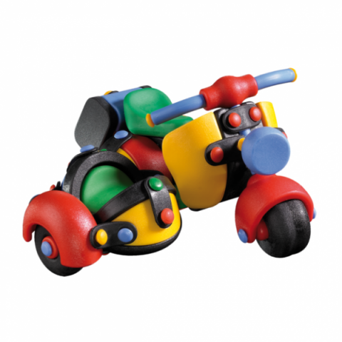 Játékok 3-5 éveseknek - Jucarie de construit mic-o-mic 3D Motocicleta cu atas 089.017, 12.7 cm