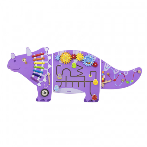 Játékok 3-5 éveseknek - Jucarie de perete cu activitati - Dinozaur Triceratops, Viga