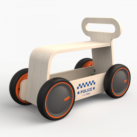 MamaToyz Jucarie din lemn 3 in 1 Politie DriveMe Wood: masinuta ride-on premergator si carucior de jucarii MamaToyz [3]