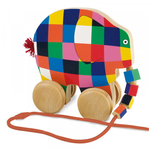 Jucarii 1-3 ani - Rainbow Designs-Jucarie din lemn cu roti Elmer, 14 cm