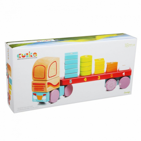 Jucarii 1-3 ani - Cubika-Jucarie din lemn, Cubika, “Camion cu forme geometrice”