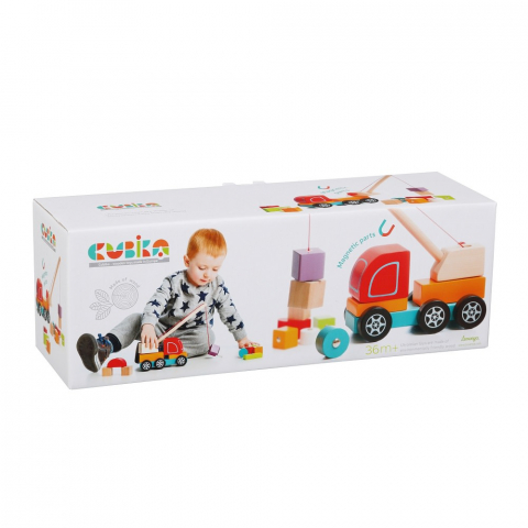 Jucarii 3-5 ani - Cubika-Jucarie Din Lemn Cubika "Macara Magnetica"