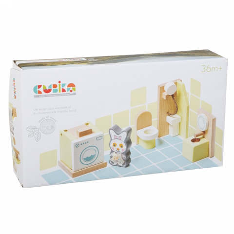 Játékok 3-5 éveseknek - Jucarie Din Lemn Cubika, Set Constructii, "My Bathroom"