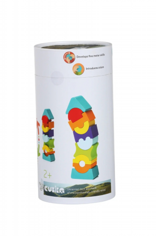 Játékok 3-5 éveseknek - Jucarie din lemn, Cubika, Set constructii Turn 11 piese