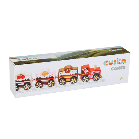 Játékok 3-5 éveseknek - Jucarie din lemn, Cubika, Trenuletul cu prajituri