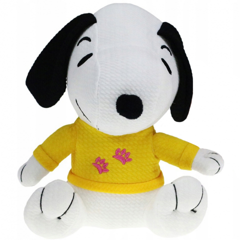 Jucarii 1-3 ani - Grupo Moya-Jucarie din material textil elastic Snoopy cu bluza galbena, 32 cm (asezat)