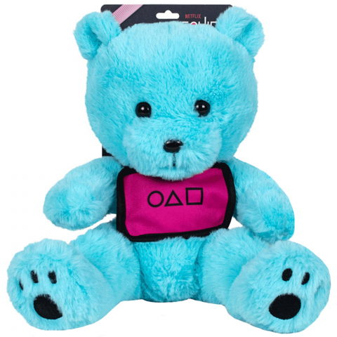 Jucarii 0-1 ani - Jucarie din plus Blue teddy bear, Jocul Calamarului, 23 cm (asezat)