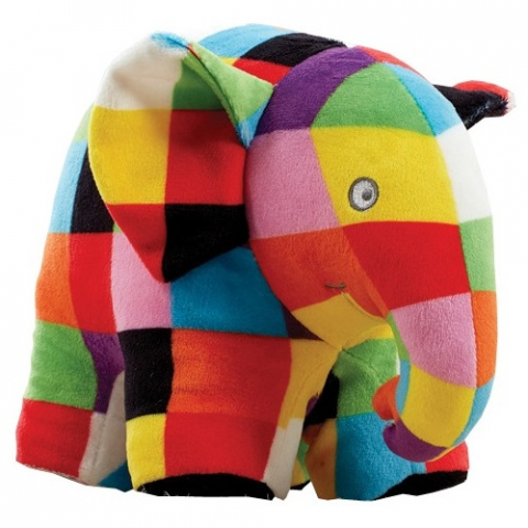 Jucarii 1-3 ani - Rainbow Designs-Jucarie din plus elefantul Elmer, 17 cm