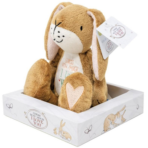 Jucarii 1-3 ani - Rainbow Designs-Jucarie din plus GHMILY - iepuras brodat, 13 cm