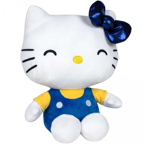 Jucarii 0-1 ani - Jucarie din plus Hello Kitty cu salopeta albastra, Editie aniversara, 16 cm