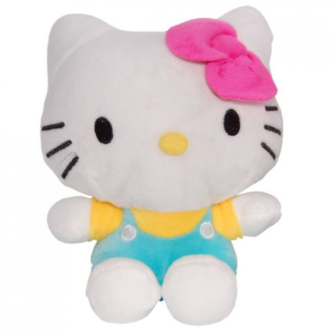 Jucarii 0-1 ani - Play by Play-Jucarie din plus Hello Kitty cu salopeta vernil, 17 cm