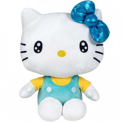 Jucarii 0-1 ani - Jucarie din plus Hello Kitty cu salopeta vernil, Editie aniversara, 16 cm