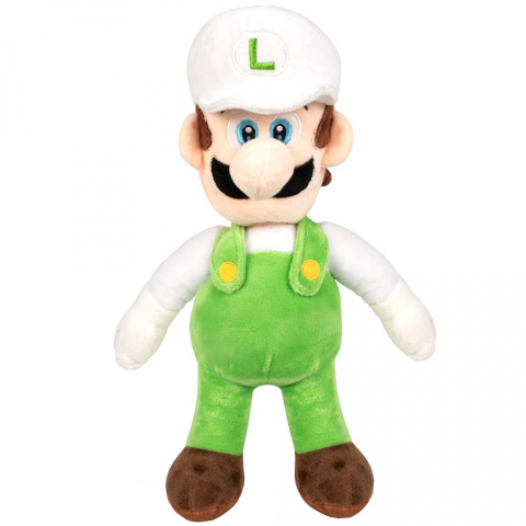 Jucarii 0-1 ani - Jucarie din plus Luigi Fire (sapca alba), Super Mario, 38 cm