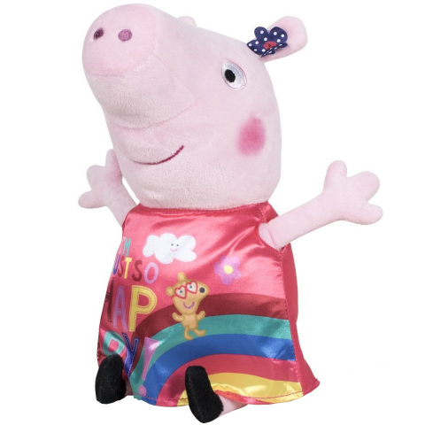 Jucarii 0-1 ani - Jucarie din plus Peppa Pig cu rochie din satin - Just so Happy, 17 cm