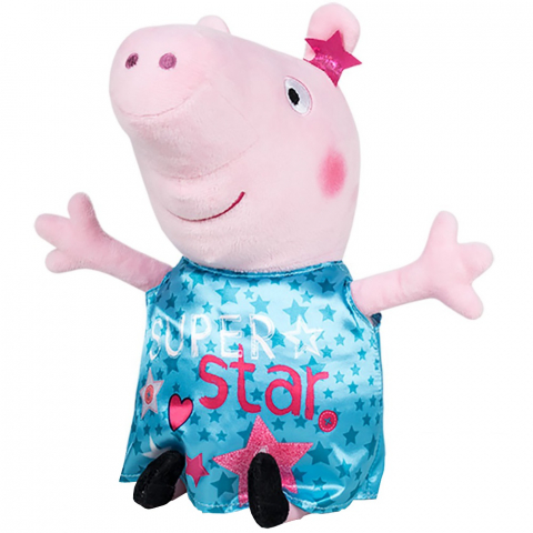 Jucarii 0-1 ani - Jucarie din plus Peppa Pig cu rochie turcoaz din satin, 25 cm