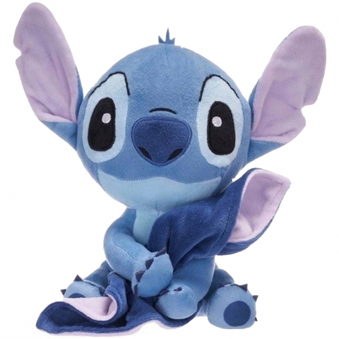 Jucarii 0-1 ani - Jucarie din plus Stitch cu paturica, 20 cm