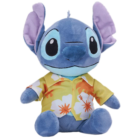 Jucarii 0-1 ani - Jucarie din plus Stitch Hawaii cu camasa galbena, Lilo & Stitch, 28 cm