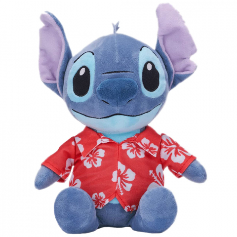 Jucarii 0-1 ani - Jucarie din plus Stitch Hawaii cu camasa rosie, Lilo & Stitch, 28 cm