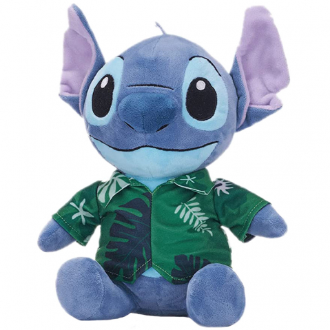 Jucarii 0-1 ani - Jucarie din plus Stitch Hawaii cu camasa verde, Lilo & Stitch, 28 cm