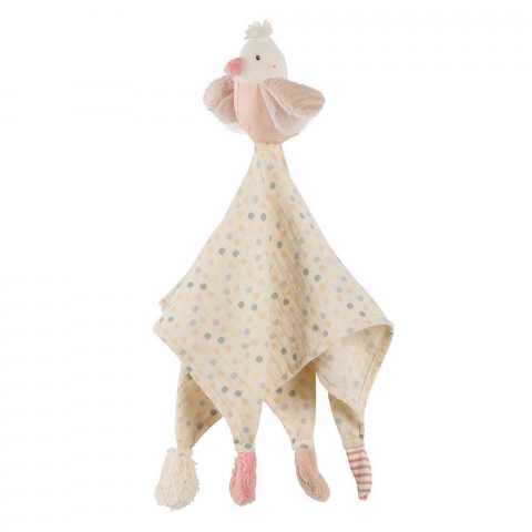 Jucarie-doudou-Pasare-pastel-Fehn