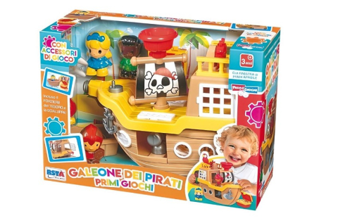 RS Toys-Jucarie interactiva si distractiva pentru bebelusi, Corabia Piratilor cu 3 figurine incluse, cufar cu comoara, barcuta de tras, ancora, turn de control, usi care se deschid [1]