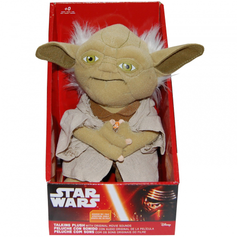 Jucarii 0-1 ani - Jucarie vorbitoare din plus si material textil, Star Wars Yoda, 21 cm