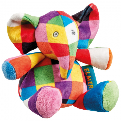 Jucarii 1-3 ani - Rainbow Designs-Jucarie zornaitoare din plus Elefantul Elmer, 14 cm