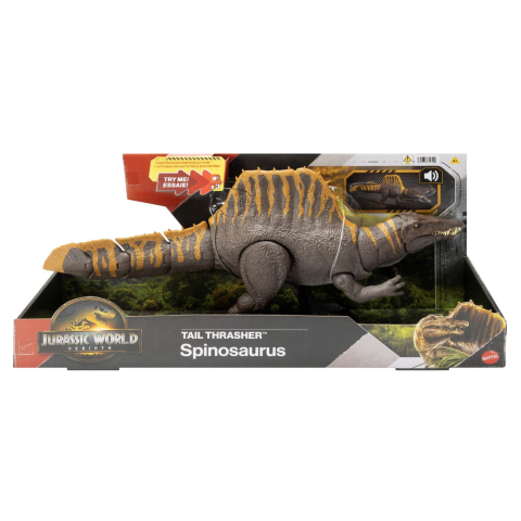 Jucarii educative - Mattel-Jurassic World Rebirth Tail Thrasher Dinozaur Spinosaurus Interactiv Cu Miscari Si Sunete 