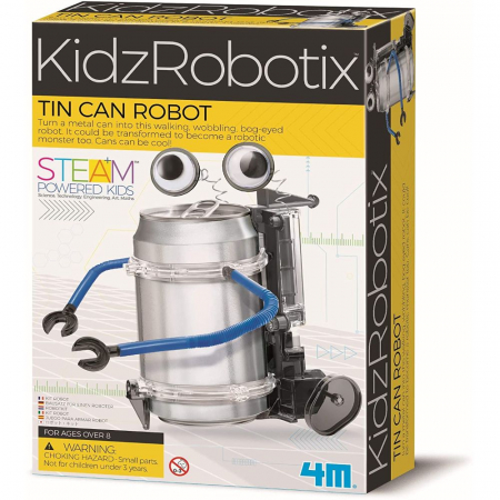 Ajándékok 7 éves gyerekeknek - 4M Kit constructie robot - Tin Can Robot Kidz Robotix