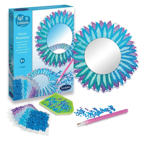 Ajándékok 6 éves gyerekeknek - Kit creativ cu diamante / strasuri - Oglinda mozaic pene