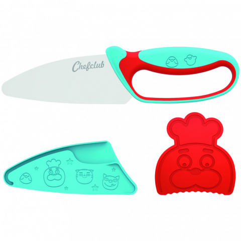Jucarii 3-5 ani - Chefclub kids-Kit Cutit de Bucatar pentru Copii, Albastru si Rosu, Chefclub Kids