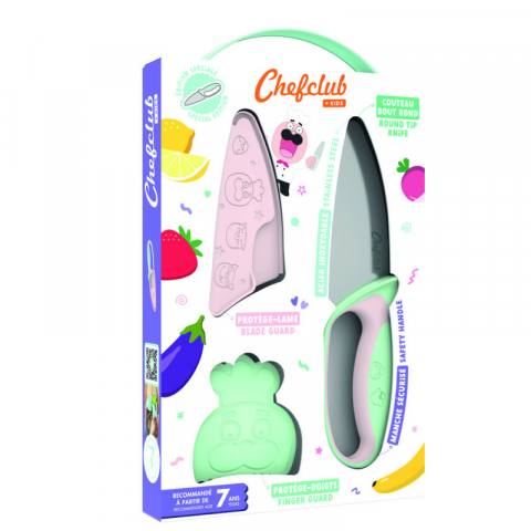 Jucarii 3-5 ani - Chefclub kids-Kit cutit de Bucatar pentru Copii, Roz si Verde pastel, Chefclub Kids