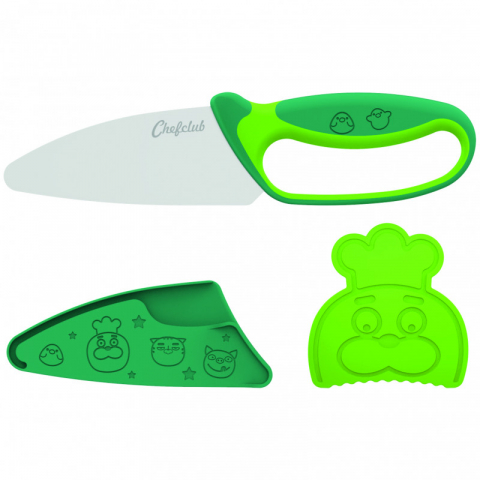 Jucarii 3-5 ani - Chefclub kids-Kit cutit de Bucatar pentru Copii, Verde, Chefclub Kids