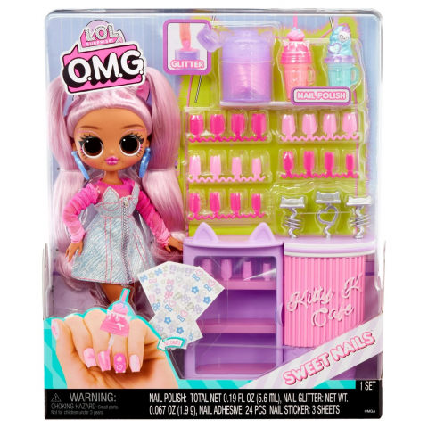 Játékok 3-5 éveseknek - L.O.L. Surprise! Omg Sweet Nails Kitty K Café Set Papusa Cu Accesorii