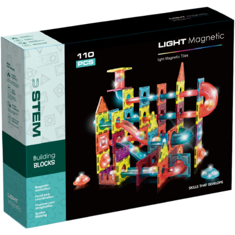 Oktató játékok - Labirintul meu magnetic cu lumini - 110 piese (7.5 cm)