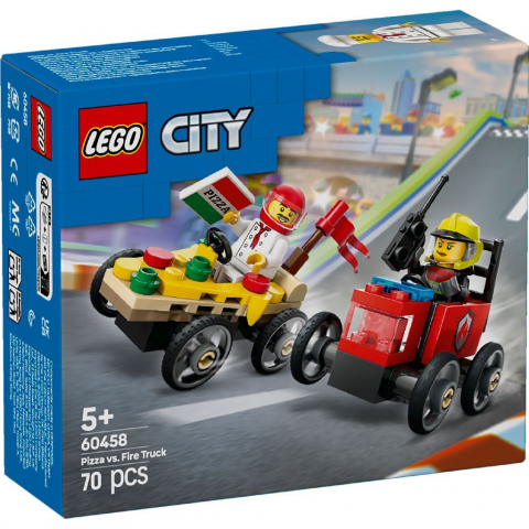 Játékok 50 RON alatt - Lego City Pachet De Curse Furgoneta De Pizza Vs. Camion De Pompieri 60458